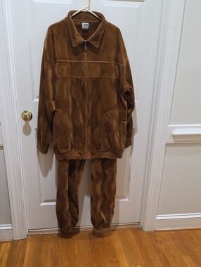 PJ Mark Collection Chocolate Brown Velour Tracksuit Set - Jacket & Joggers - 2XL